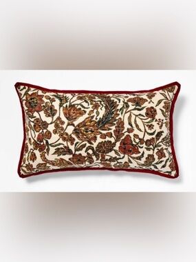 Studio McGee Threshold Target Embroidered Lumbar Pillow in Cream and Red